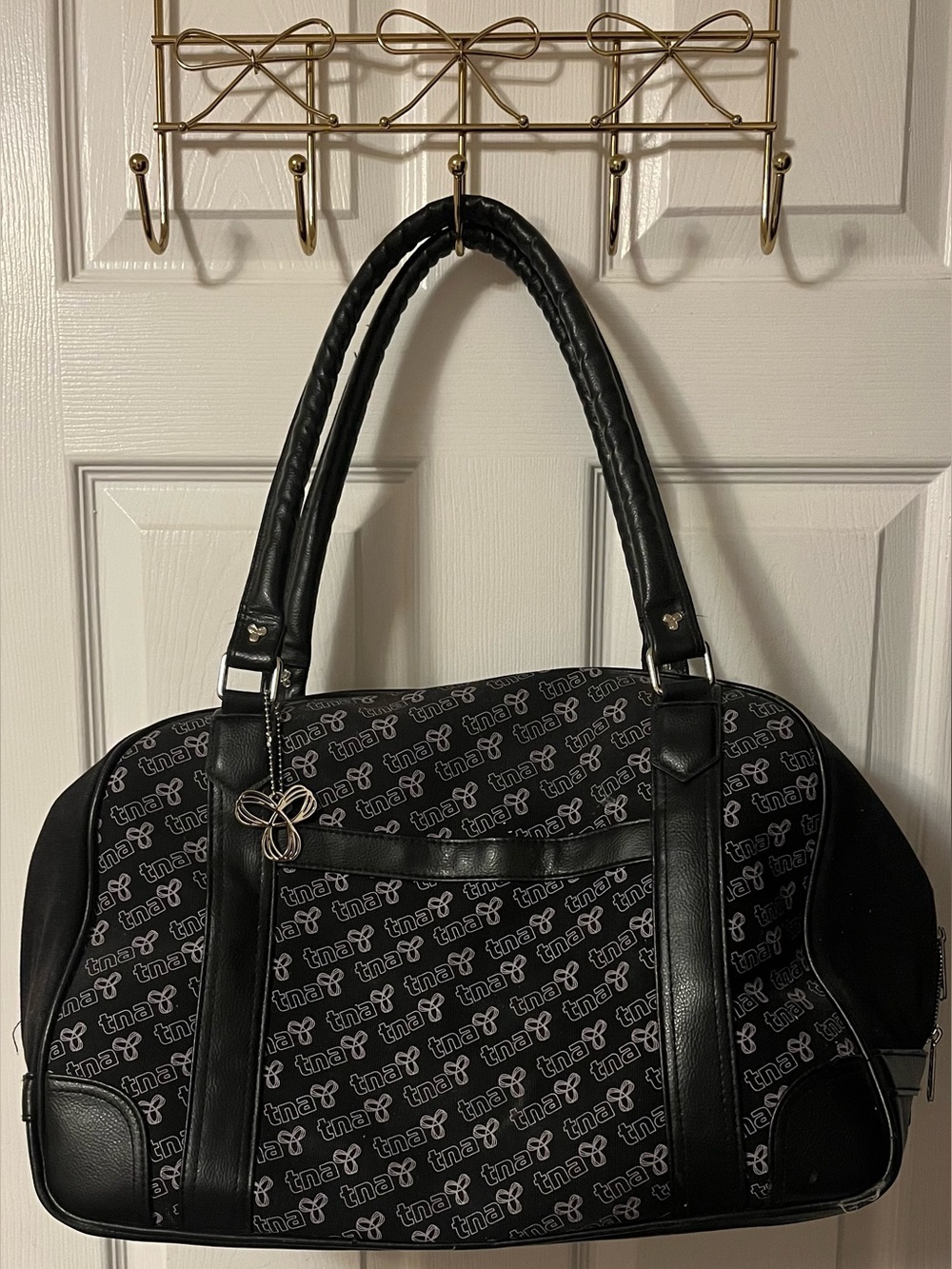 TNA Black Logo-Print Travel Tote
